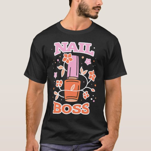 Floral Nail Boss Tech Manicure Polished Gel Artist T-shirt (Voorkant)