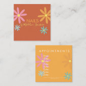 Floral Nail Technicia Groovy Afsprakenkaartje (Voorkant / Achterkant)