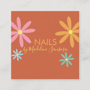 Floral Nail Technicia Groovy Afsprakenkaartje