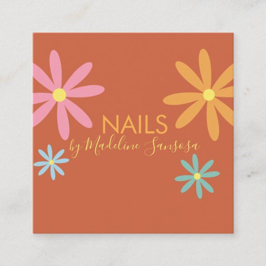 Floral Nail Technicia Groovy Afsprakenkaartje (Voorkant)