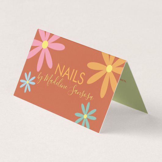 Floral Nail Technicia Groovy Visitekaartje (Voorkant)