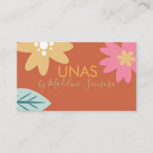 Floral Nail Technicus Oranje Visitekaartje (Voorkant)