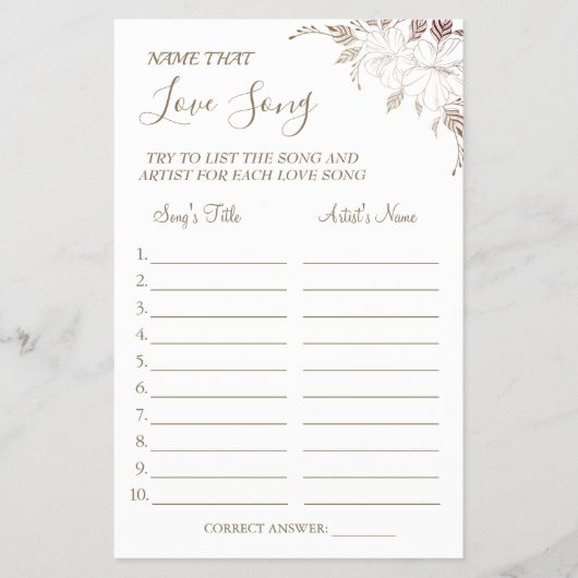 Floral Name die graag een douchecaart voor liedjes Flyer (Voorkant)