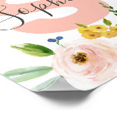 Floral Name Girl Baby Persoonlijke Boho Nursery Poster (Hoek)