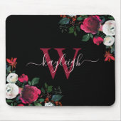 Floral Name Monogramal van de Waterverf Burgundy B Muismat (Voorkant)