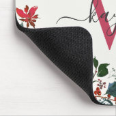 Floral Name Monogramal van de Witte Waterverf Burg Muismat (Hoek)