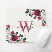 Floral Name Monogramal van de Witte Waterverf Burg Muismat (Met muis)