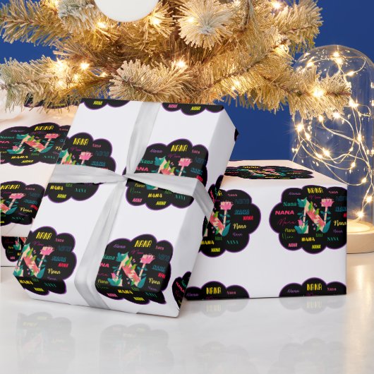 Floral Name Nana Cadeaupapier (Feestdagen)