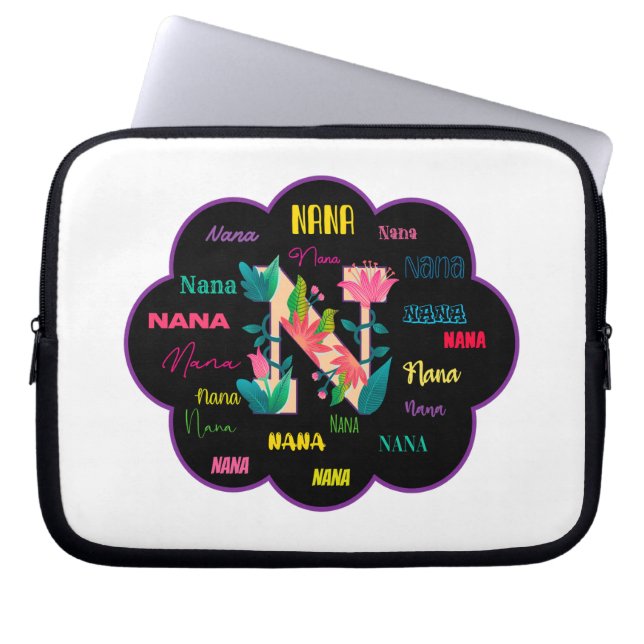 Floral Name Nana Laptop Sleeve (Voorkant)