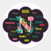 Floral Name Nana Ronde Sticker (Voorkant)