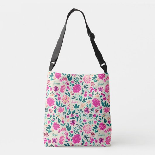 Floral Name Pattern Crossbody Tas (Achterkant)