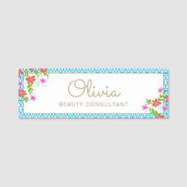 Floral Name Tag