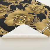 Floral Name Throw Blanket - Black en Gold (3/4)