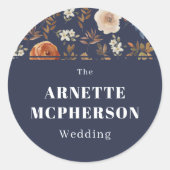 Floral Named Wedding Envelope Seal Ronde Sticker (Voorkant)