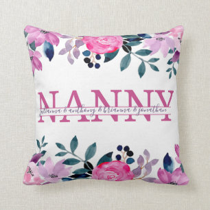Floral Nanny gespleten Monogram met namen van klei Kussen