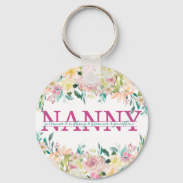 Floral Nanny gespleten Monogram met namen van klei Sleutelhanger