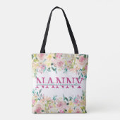 Floral Nanny gespleten Monogram met namen van klei Tote Bag (Achterkant)