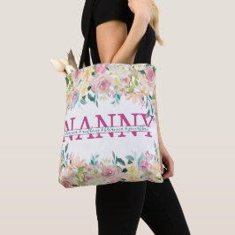 Floral Nanny gespleten Monogram met namen van klei Tote Bag