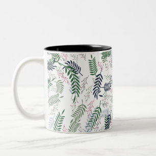 Floral Natuur-geïnspireerd blad en accent ontwerp Tweekleurige Koffiemok