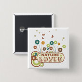 Floral Natuur Lover Vierkante Button 5,1 Cm (Voorkant /achterkant)