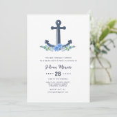 Floral Nautical Anchor Bachelorette Party Kaart (Staand voorkant)