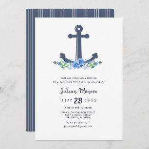 Floral Nautical Anchor Bachelorette Party Kaart