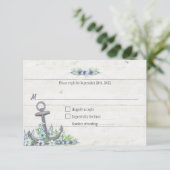 Floral Nautical Anchor Party RSVP Antwoord (Staand voorkant)
