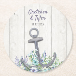 Floral Nautical Anchor Ronde Kartonnen Onderzetter