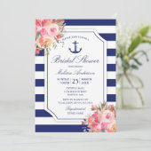Floral Nautical Anchor Waterverf Vrijgezellenfeest Kaart (Staand voorkant)
