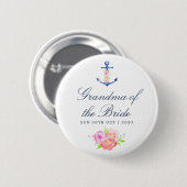 Floral Nautical Wedding Grandma van de Bride Ronde Button 5,7 Cm (Voorkant /achterkant)