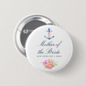 Floral Nautical Wedding Moeder van de Bride Ronde Button 5,7 Cm (Voorkant /achterkant)