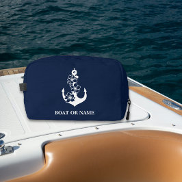 Floral nautische anker aangepaste bootnaam marine toilettasje