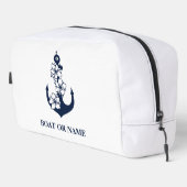 Floral nautische anker aangepaste bootnaam wit toilettasje (Rechterhoek)