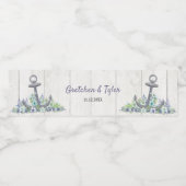 Floral nautische anker bruiloft water fles label waterfles etiket (Enkel label)