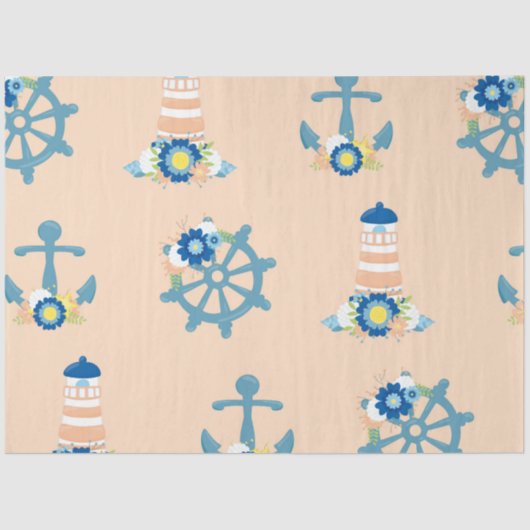 Floral nautische serie ontwerp 4 tissuepapier (Voorkant)