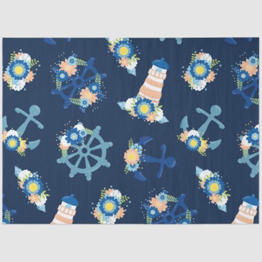 Floral nautische serie ontwerp 6 tissuepapier (Voorkant)