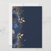Floral Navy Blauw Goud Glitter Huwelijk Kaart (Achterkant)