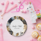 Floral Navy Blauw Trouwpapier Bord (Feest)