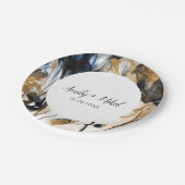 Floral Navy Blauw Trouwpapier Bord (Gekanteld)