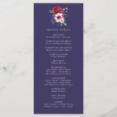 Floral Navy Blauw Trouwprogramma Programmakaart (Achterkant)