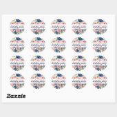 Floral Navy Blue Blush Pink Youre nodigde de verja Ronde Sticker (Vel)
