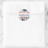Floral Navy Blue Blush Pink Youre nodigde de verja Ronde Sticker (Tas)
