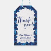 Floral Navy Blue Dank u Script bruiloft Cadeaulabel (Voorkant)