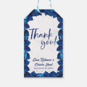Floral Navy Blue Dank u Script bruiloft Cadeaulabel (Achterkant)