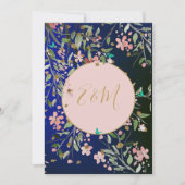 Floral Navy Blue Elegant Pink en Gold Chinoiserie Kaart (Voorkant)