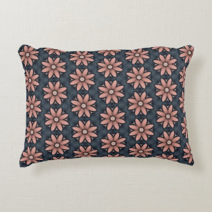 Floral Navy Blue en Pink Accent Pillow Accent Kussen