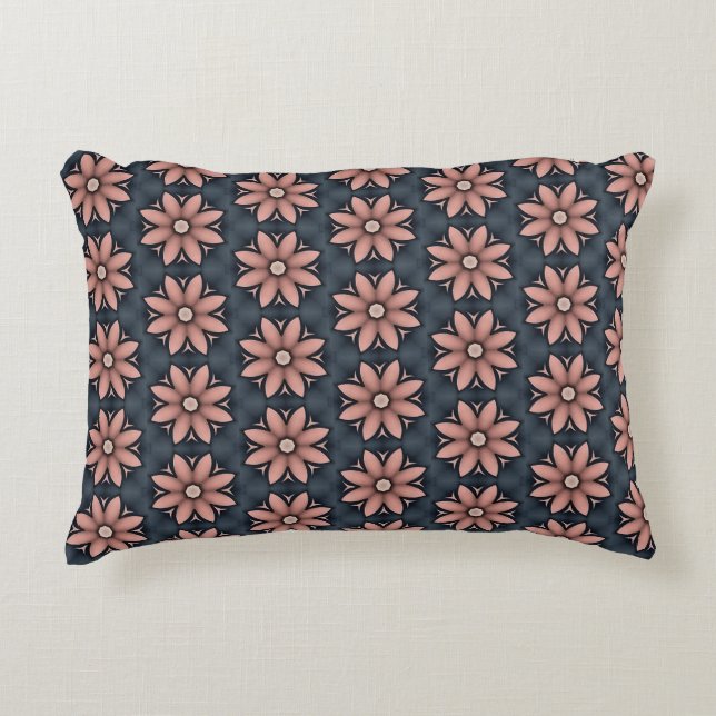 Floral Navy Blue en Pink Accent Pillow Accent Kussen (Voorkant)