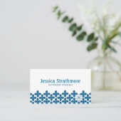 Floral Navy Blue Geometric Pattern Visitekaartje (Staand voorkant)