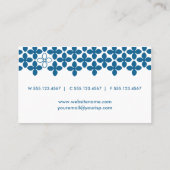 Floral Navy Blue Geometric Pattern Visitekaartje (Achterkant)