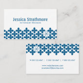 Floral Navy Blue Geometric Pattern Visitekaartje (Voorkant / Achterkant)